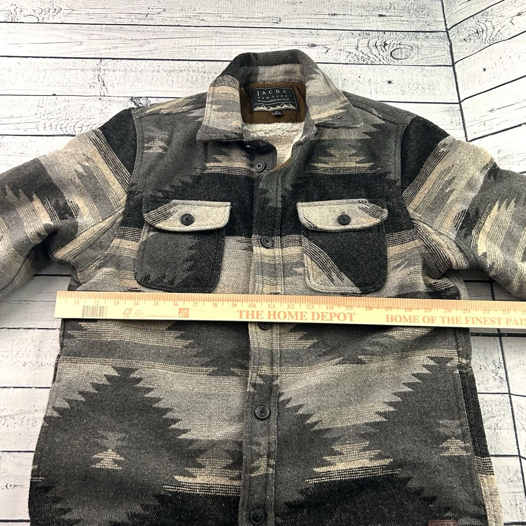 Vintage JACHS Jacket Wool Gray Lined Fleece High Pile Aztec Button Shirt Jacket Men S Small Size US S / EU 44-46 / 1 - 4 Thumbnail