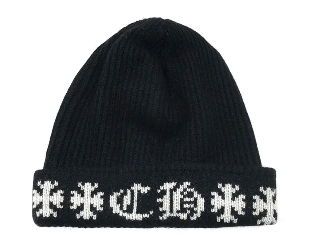 Chrome Hearts Big Daddy Cashmere CH Cross Logo Beanie Black White Size ONE SIZE - 1 Preview