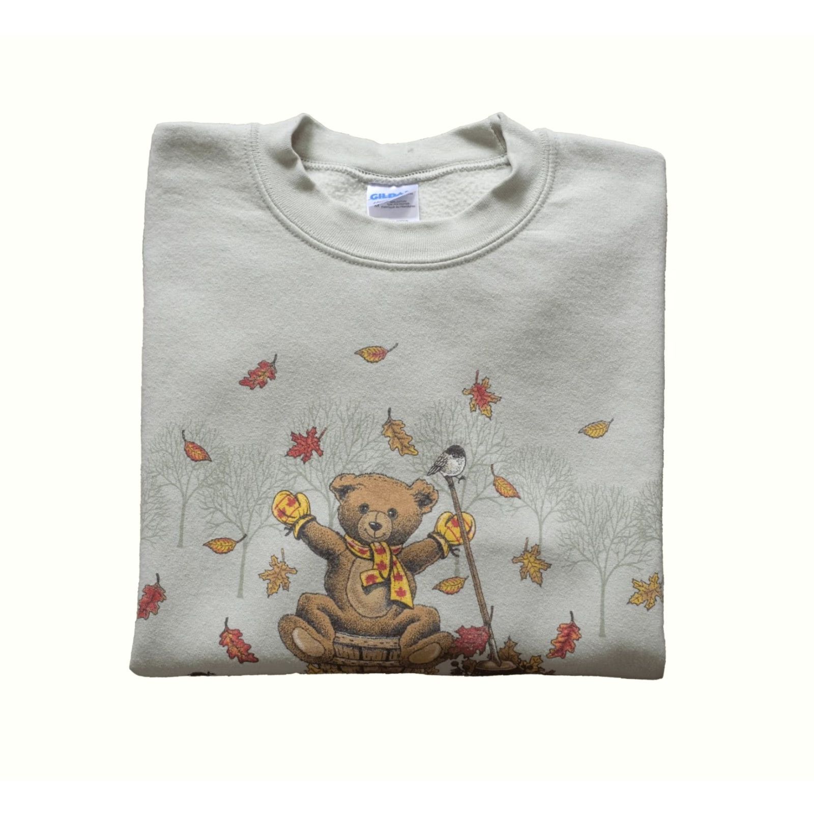 Gildan VINTAGE Gildan Bear Sweatshirt Crewneck Green 90s - Men Size M - Fall Heavyweight Fleece Graphic Print Pullover Size US M / EU 48-50 / 2 - 2 Thumbnail