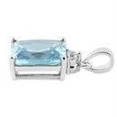 Sterling Silver Sterling Silver Rectangular Aquamarine CZ Pendant Size ONE SIZE - 3 Thumbnail