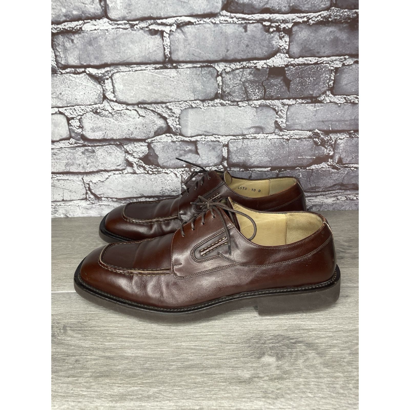 Principe PRINCIPE Brown Leather Square Toe XL Light Oxfords Lace Shoe Size US 10 / EU 43 - 14 Thumbnail