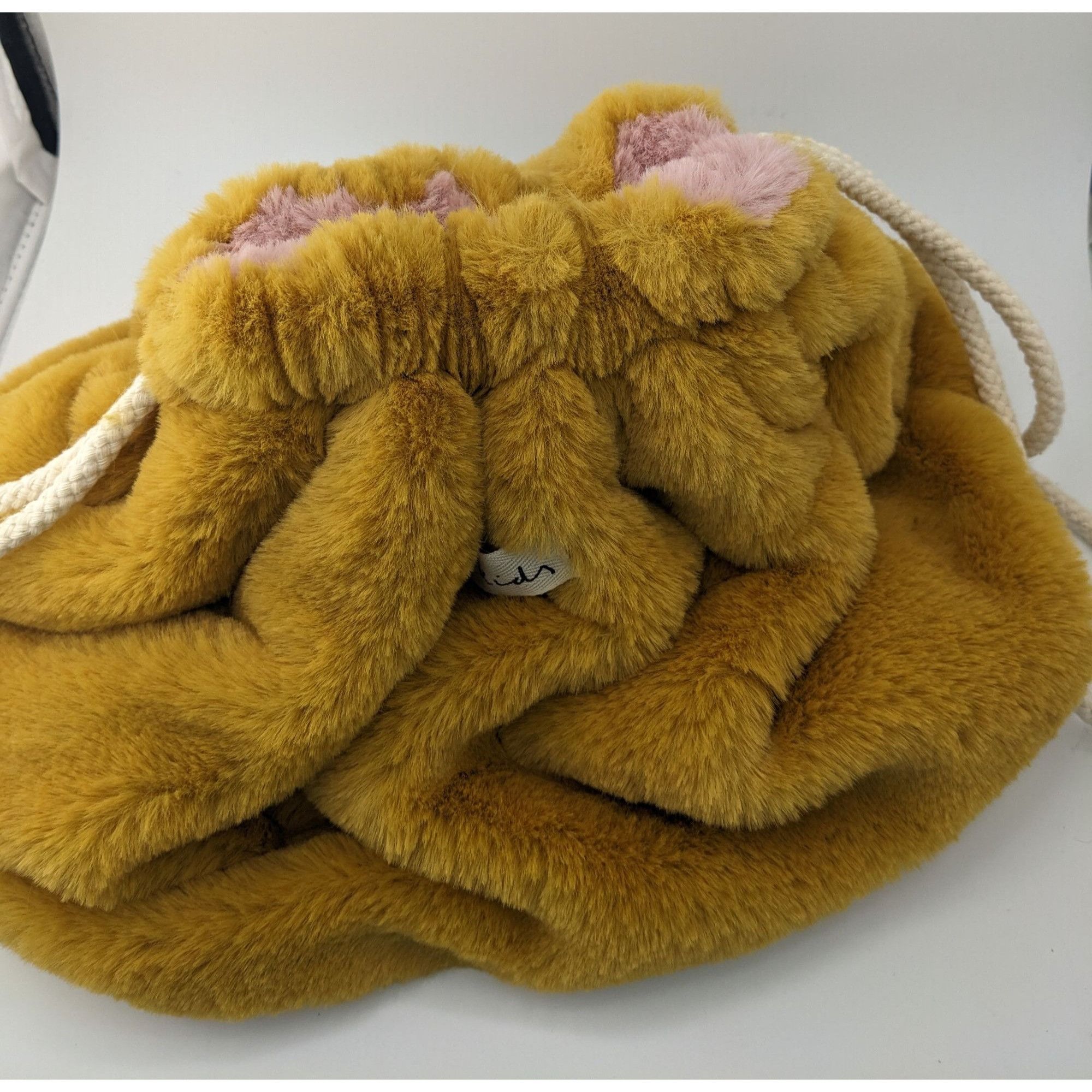 Zara Faux Fur Drawstring Bag Golden Brown Zara Kids 13x10 Inches Size ONE SIZE - 6 Thumbnail