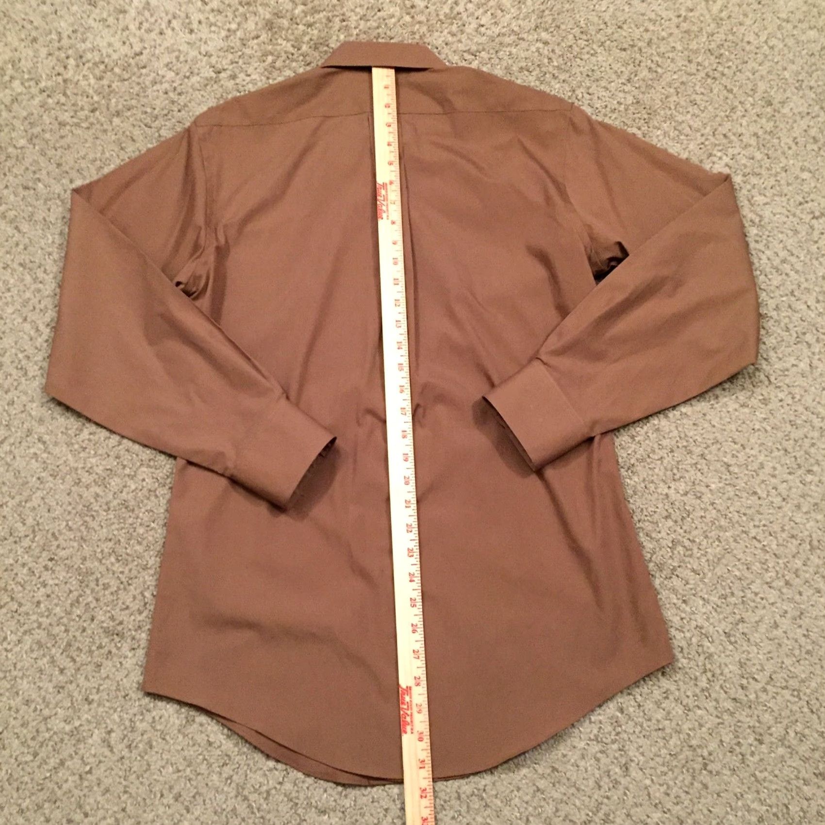 Van Heusen Van Heusen Shirt Mens M Brown Long Sleeve Button-Up Poplin Size US M / EU 48-50 / 2 - 6 Thumbnail
