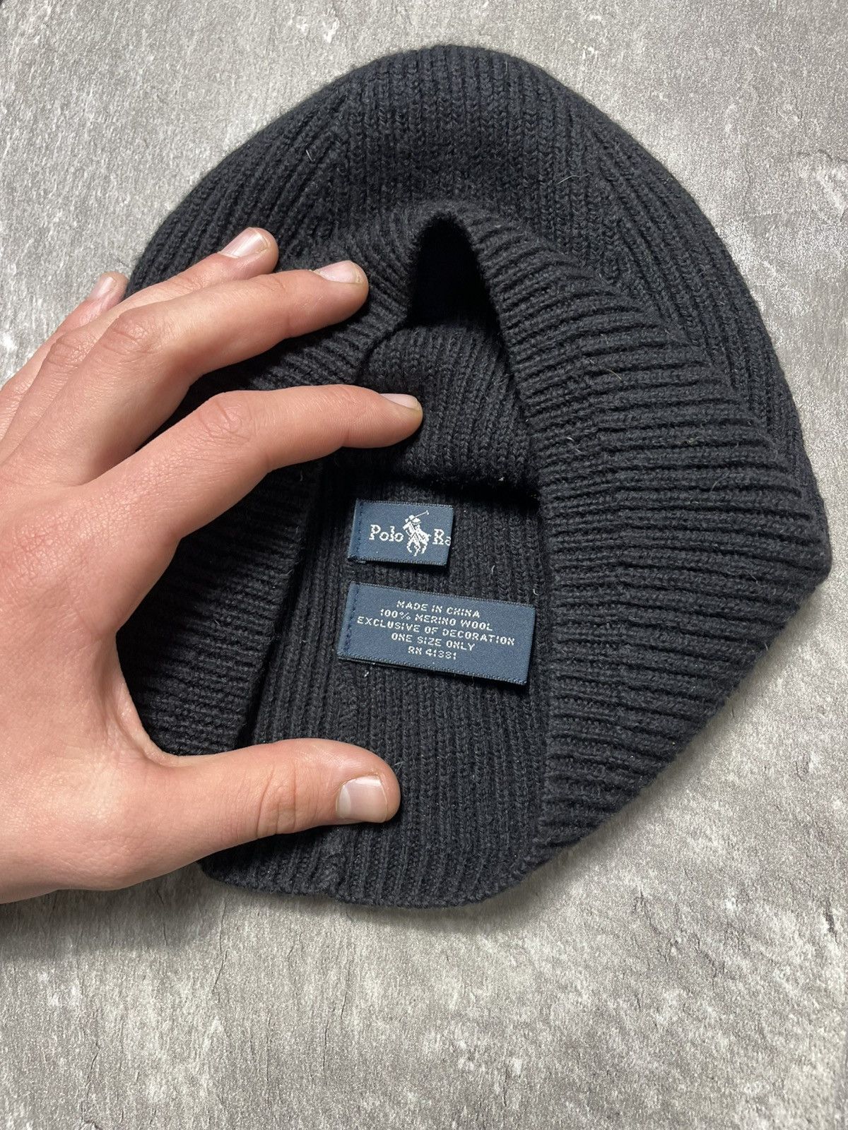 Polo Ralph Lauren Polo Ralph Lauren Hat Scarf Set Black Lambs Wool Vintage Size ONE SIZE - 6 Thumbnail