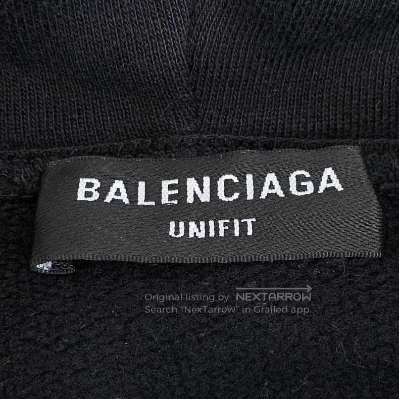 Balenciaga Balenciaga Black Fringe Printed Cotton Hooded Long Sleeve Size US XS / EU 42 / 0 - 5 Thumbnail