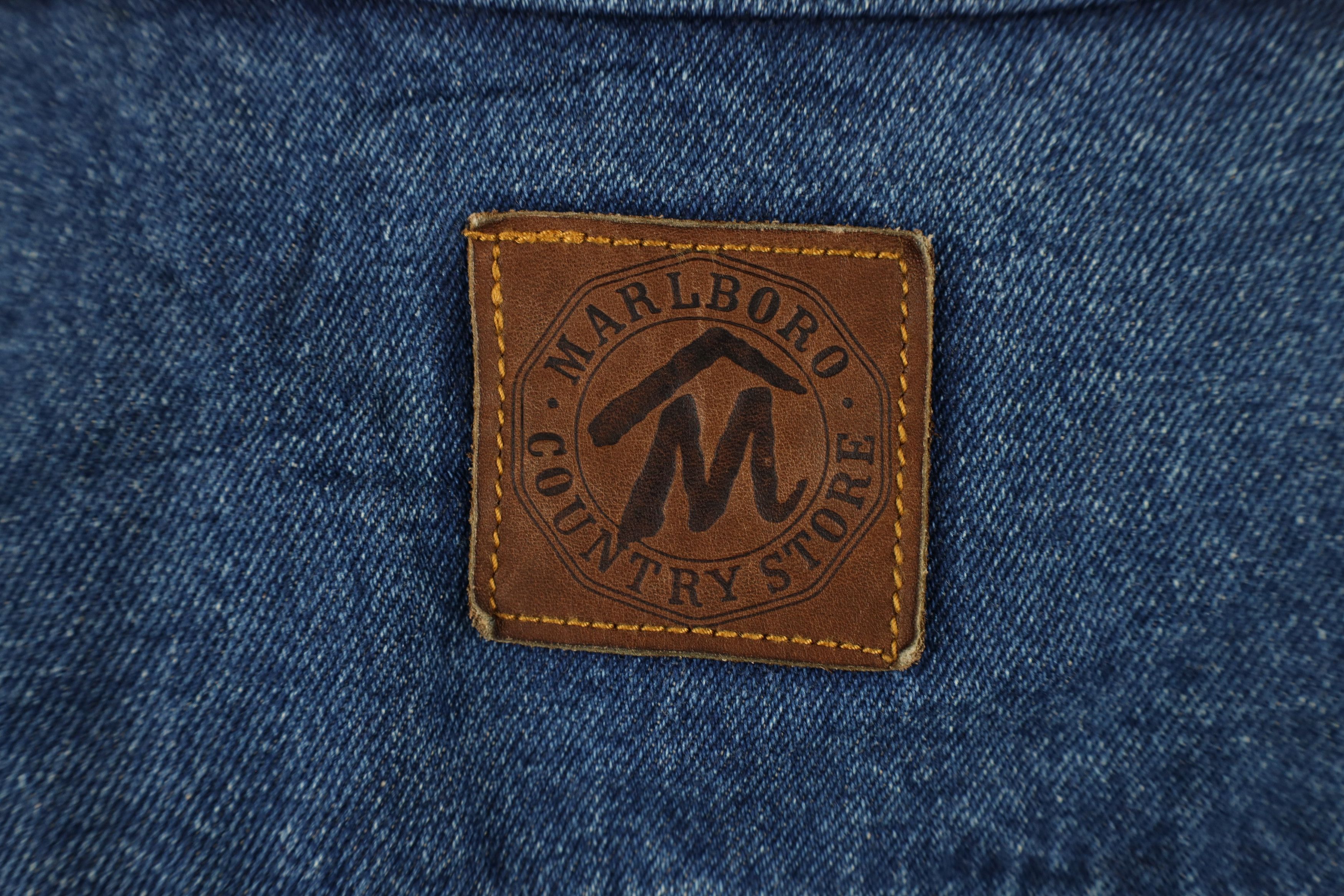 Marlboro × Vintage Vintage 90s Marlboro Collar Denim Trucker Jacket Blue Size US XL / EU 56 / 4 - 9 Thumbnail
