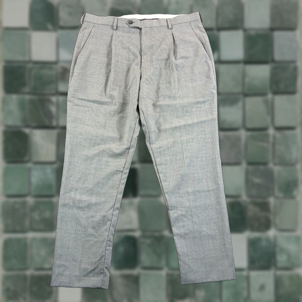 J.Crew J.CREW Kenmare Relaxed-fit Pants Marzotto Wool Grey Men 35x28 NWT Grey Check Dress Pants, Business, Office, Career, Preppy Mens Size US 35 - 1 Thumbnail