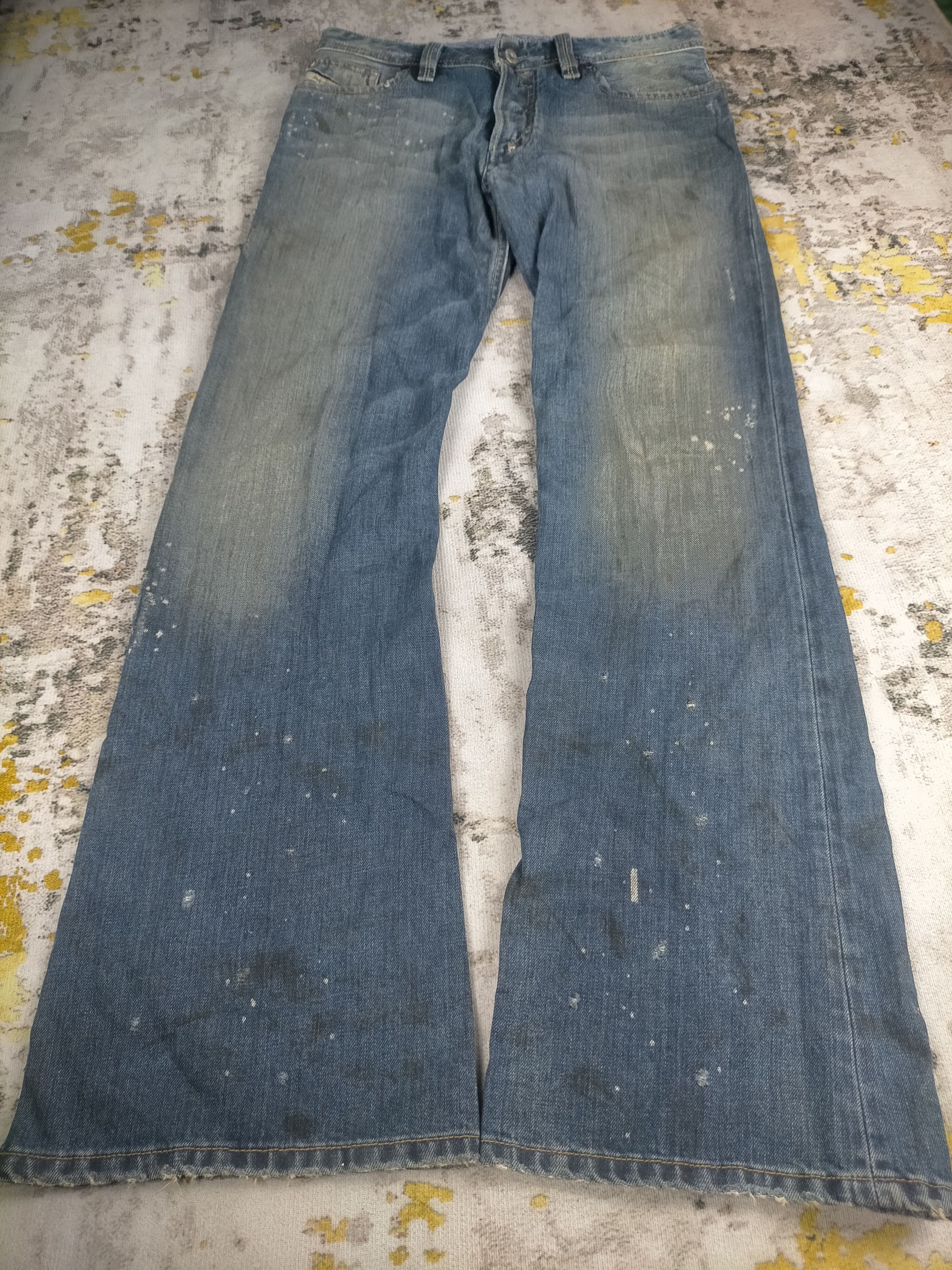 Diesel Vtg Flare Diesel Shazor Splatter Distressed Spiral Jeans Size US 30 / EU 46 - 3 Thumbnail