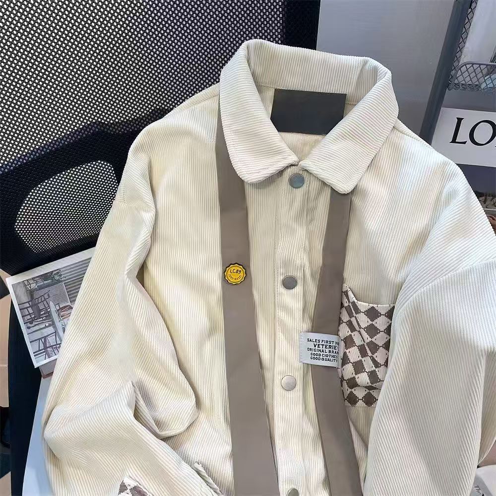 Vintage Cream Corduroy Argyle/Checkerboard Fake Two-Piece Jacket Size US M / EU 48-50 / 2 - 2 Thumbnail