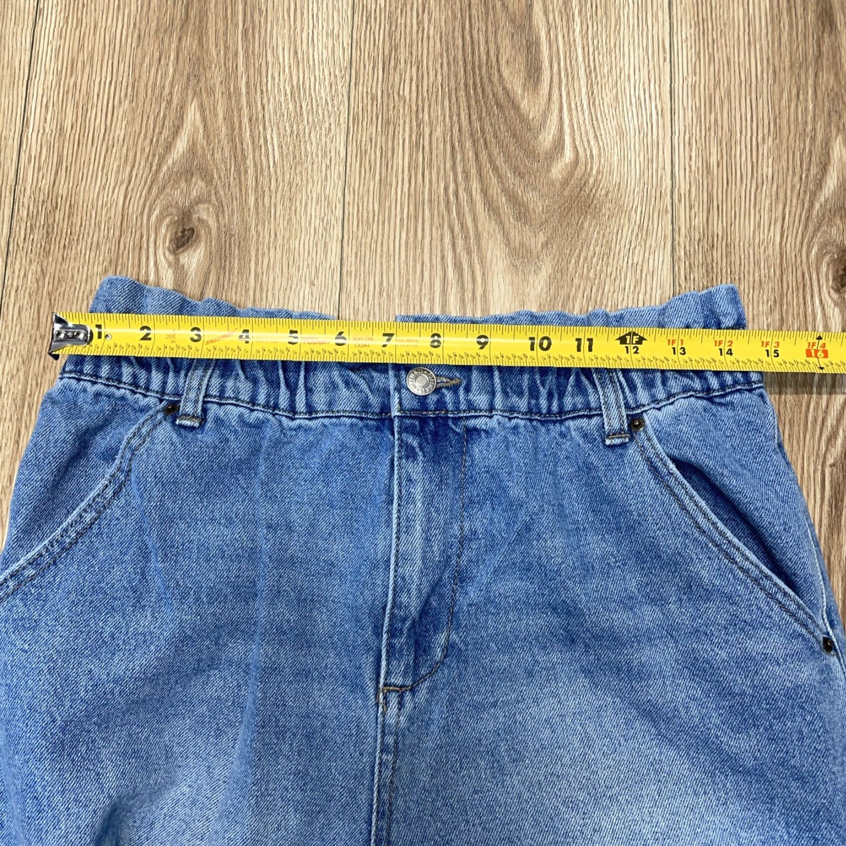 Forever 21 VINTAGE Forever 21 Blue Paperbag Waist High Rise Cotton Jeans Womens Large Elastic Waist Size 36" / US 14 / IT 50 - 4 Thumbnail