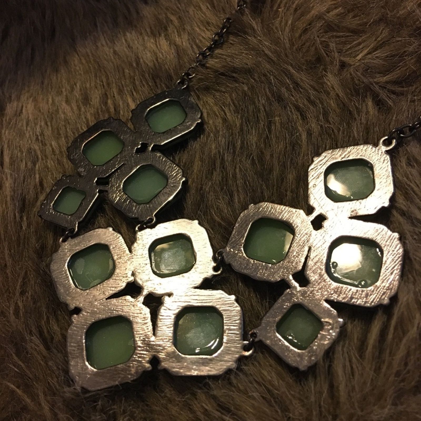 Jewelry Dark chrome tone faceted glass statement necklace Size ONE SIZE - 9 Thumbnail