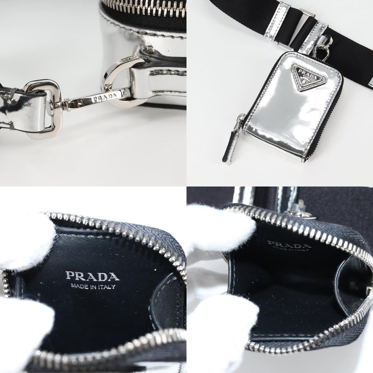 Prada PRADA Shoulder Bag Leather Silver 2vh070 2vh070 Size ONE SIZE - 12 Thumbnail
