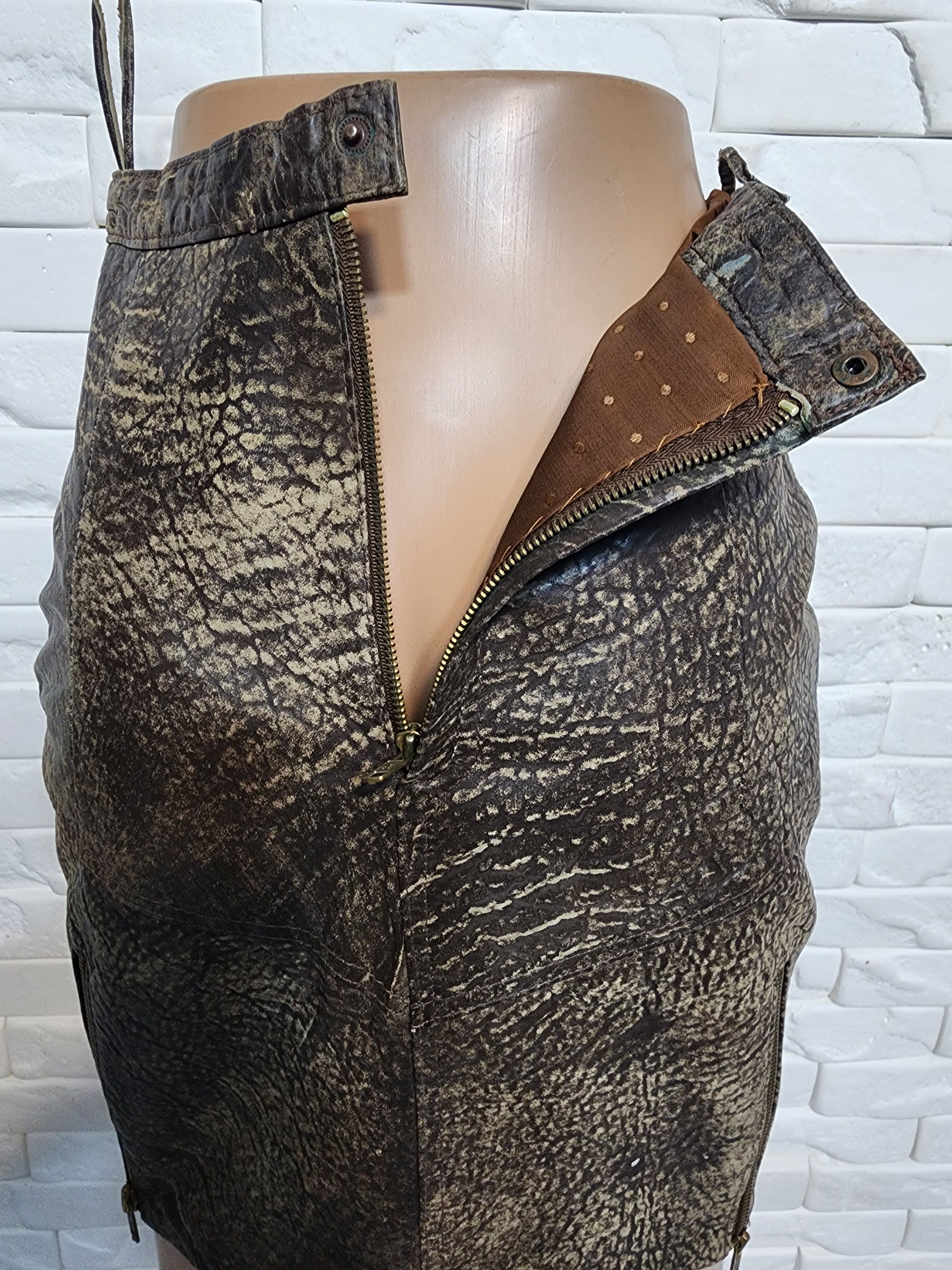 Other Brown Leather Skirt Size 26" / US 2 / IT 38 - 5 Thumbnail