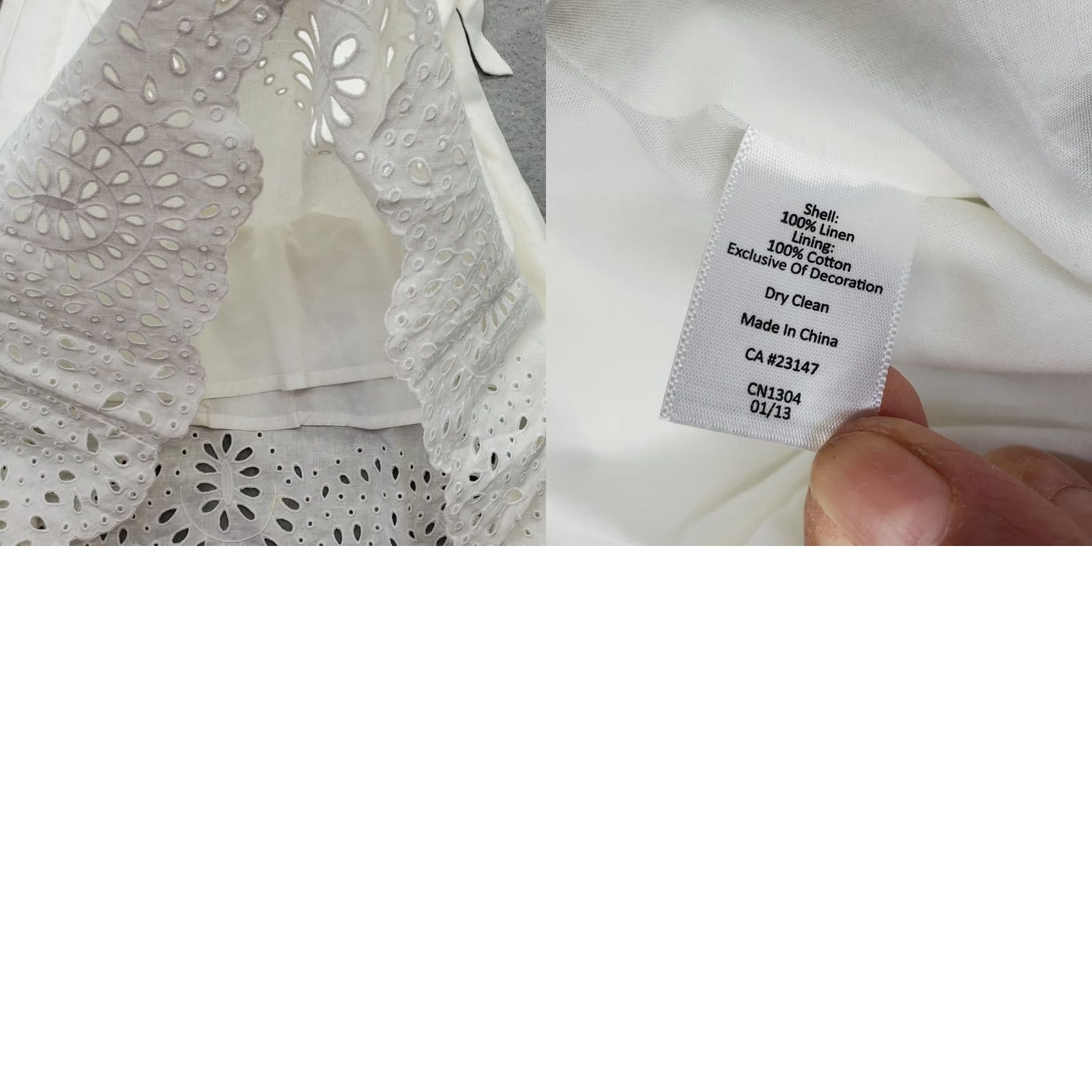 Talbots Talbots Shift Dress Womens Size 8P White Eyelet Neck Hem Tie Waist Side Zip Dress Size M / US 6-8 / IT 42-44 - 8 Thumbnail