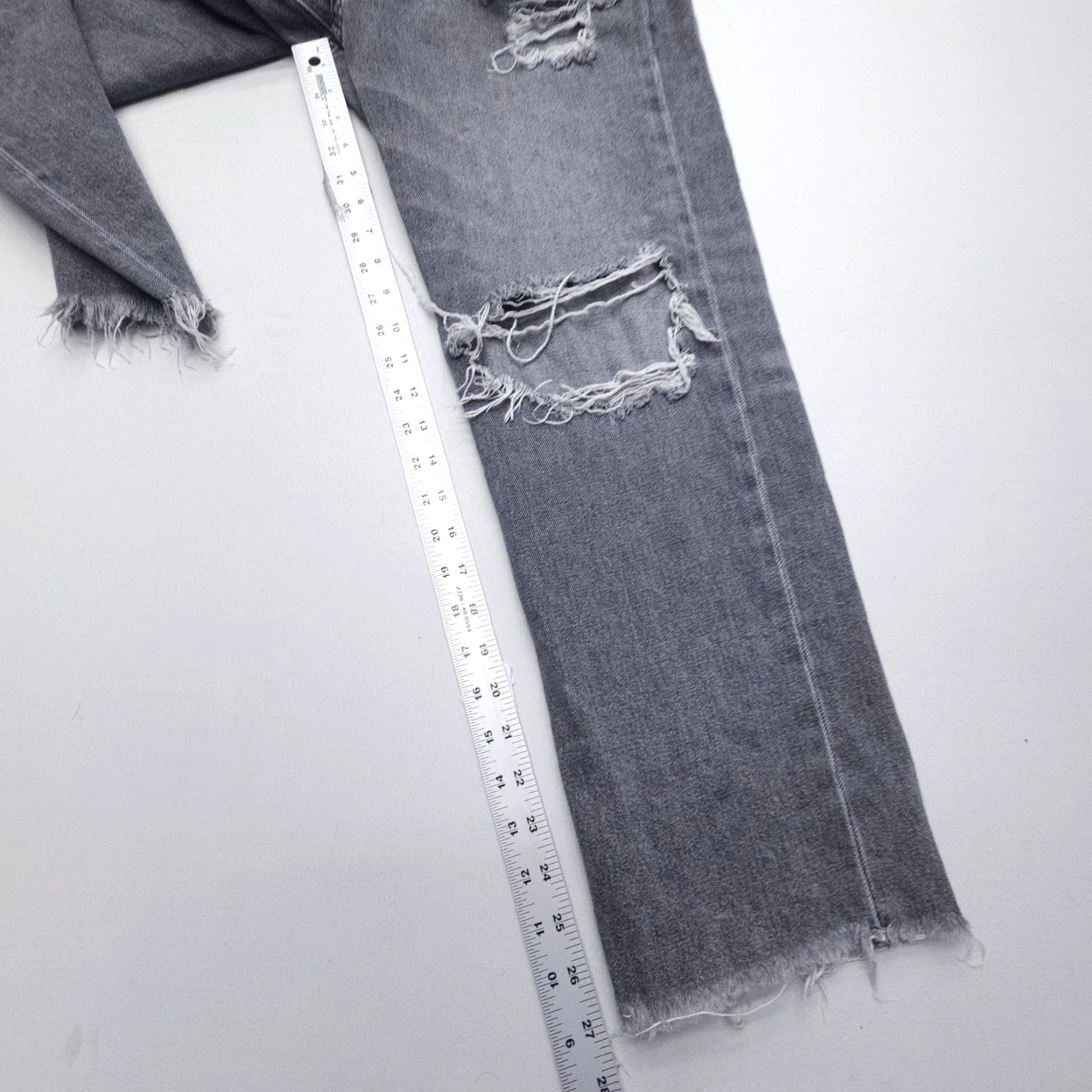 American Eagle Outfitters American Eagle Highest Rise Jeans '90s Boyfriend Size 10 Gray Distressed Cotton Size 32" / US 10 / IT 46 - 5 Thumbnail