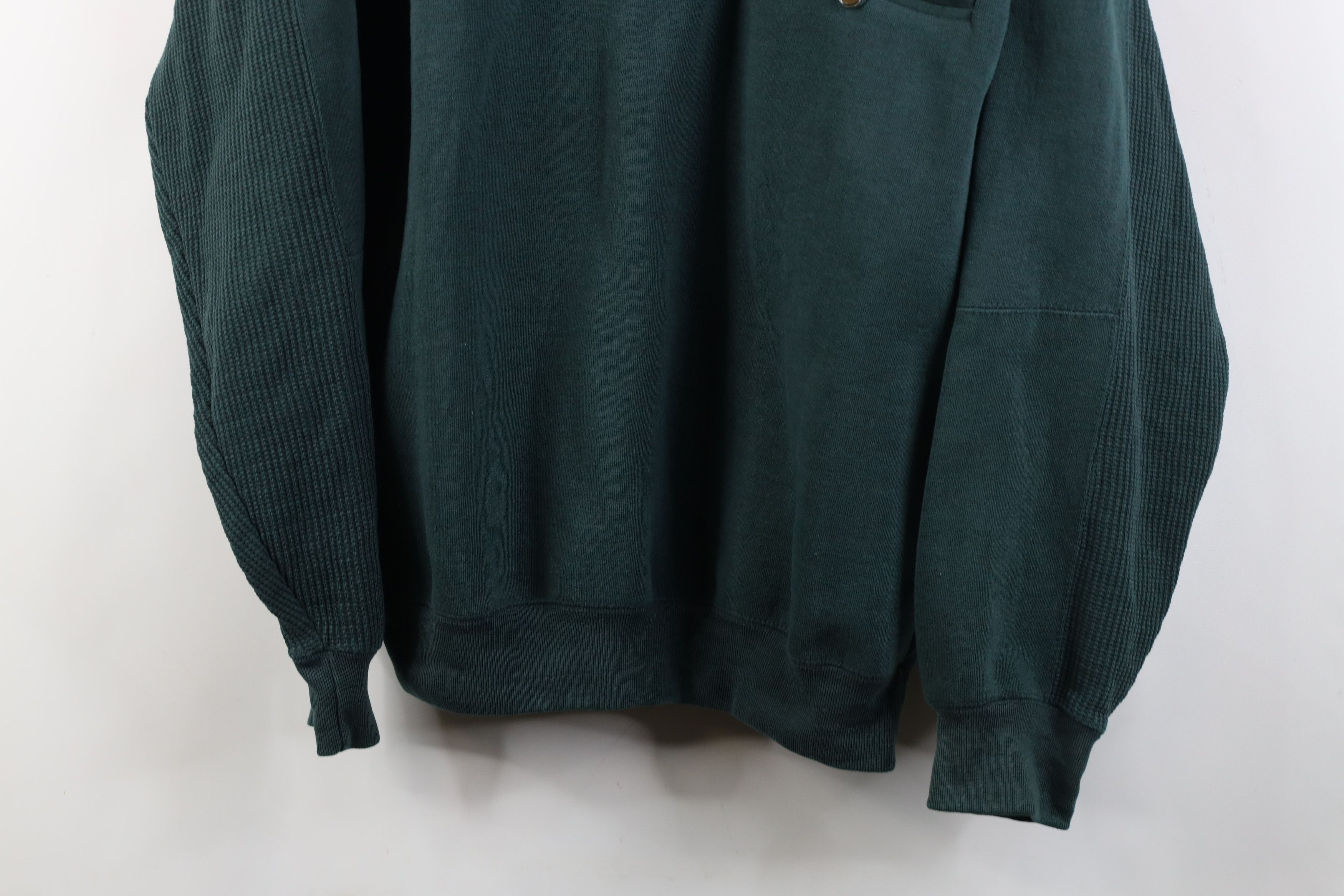 Vintage Vintage 90s Streetwear Collared Pullover Sweatshirt Green Size US XL / EU 56 / 4 - 3 Thumbnail