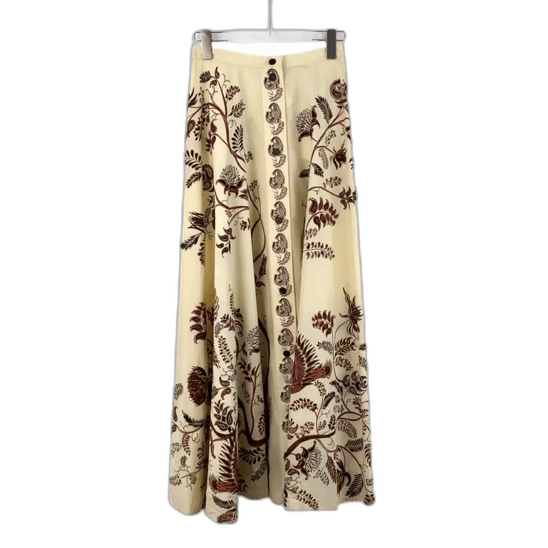Dior Beige Floral Print Cotton Midi Skirt Size 36" / US 14 / IT 50 - 1 Thumbnail