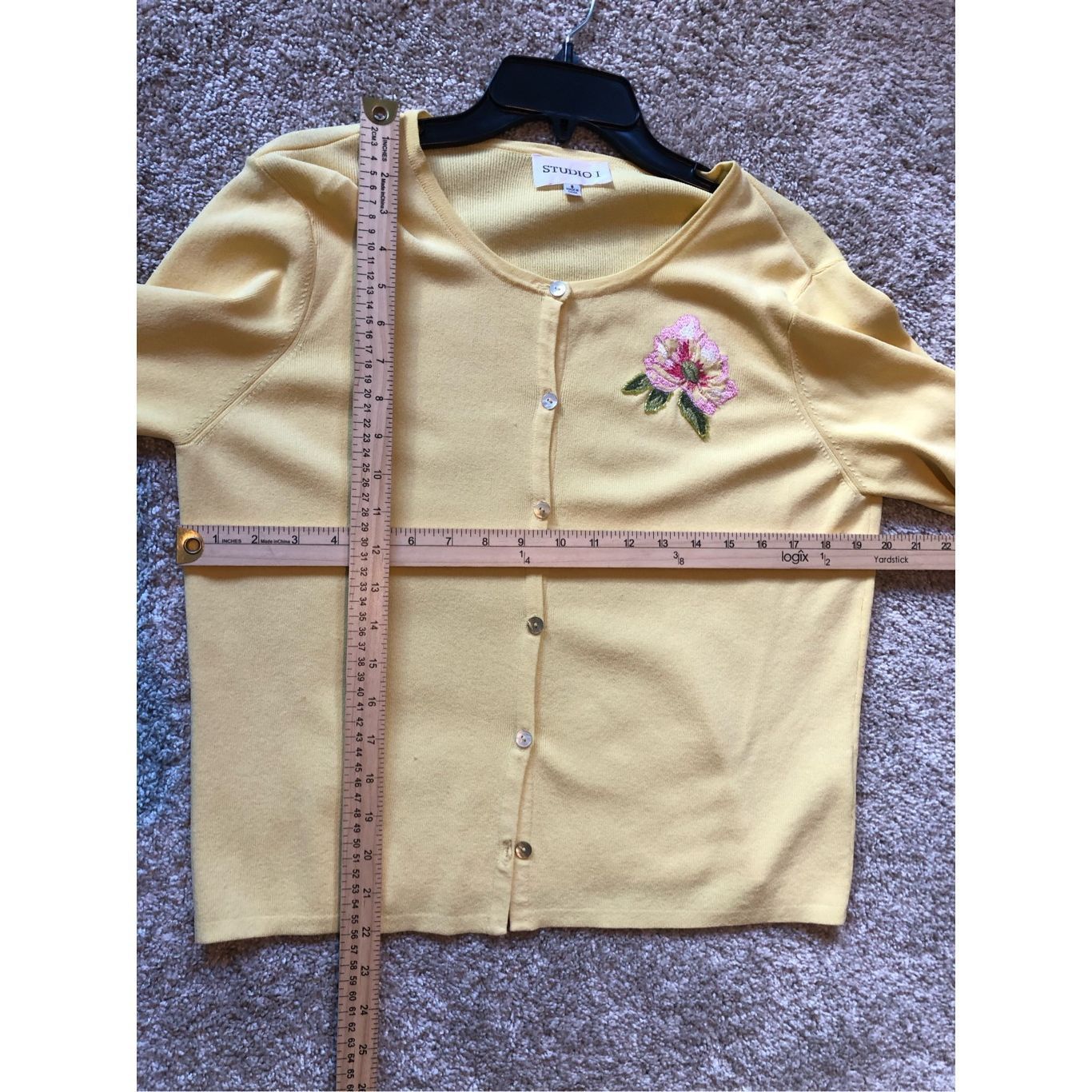 Other Studio 1 Women’s Yellow Button Up Cardigan Sweater with Embr Size M / US 6-8 / IT 42-44 - 8 Thumbnail