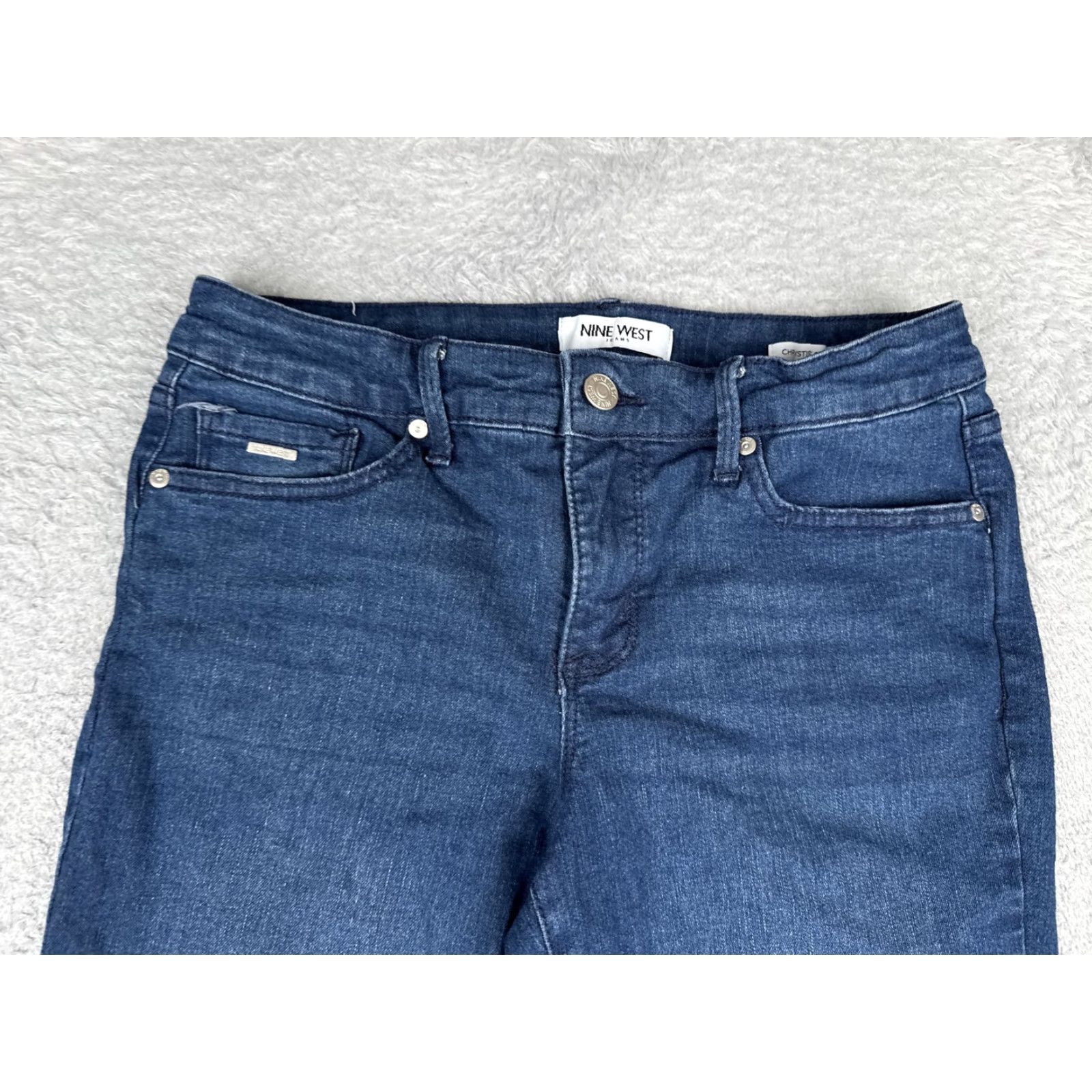Nine West Nine West Chrystie Cap Straight Jeans Womens 4 Blue Wash Mid Rise Denim 28x24.5 Size 27" / US 4 / IT 40 - 4 Thumbnail