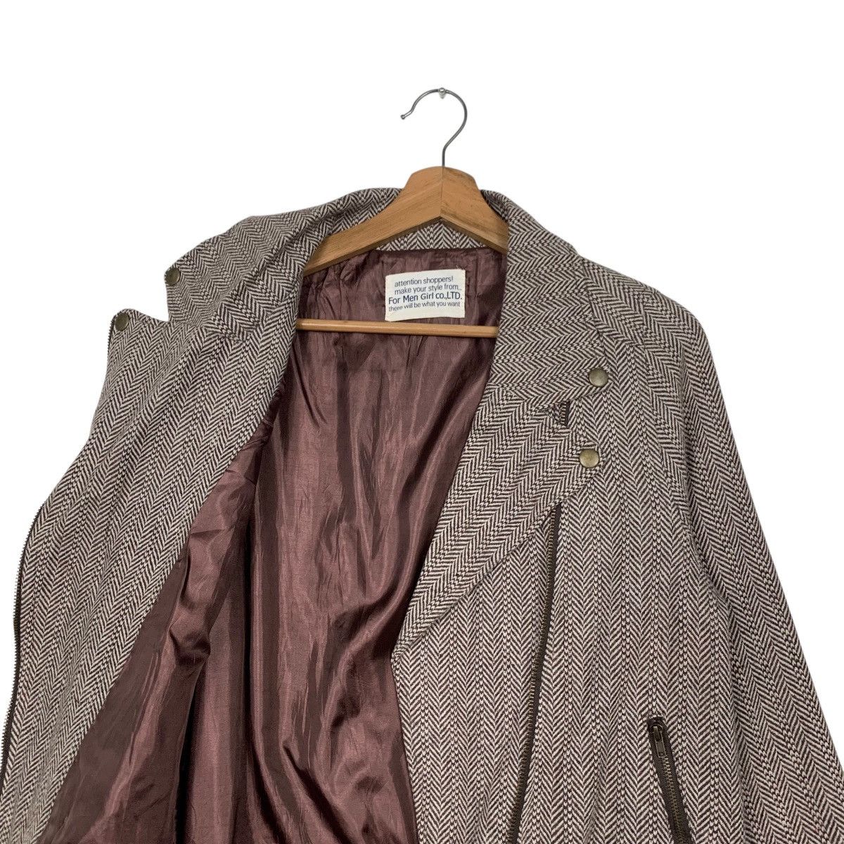 Japanese Brand FOR MEN GIRL Herringbone Double Collar Jacket #2452-C110 Size M / US 6-8 / IT 42-44 - 10 Thumbnail