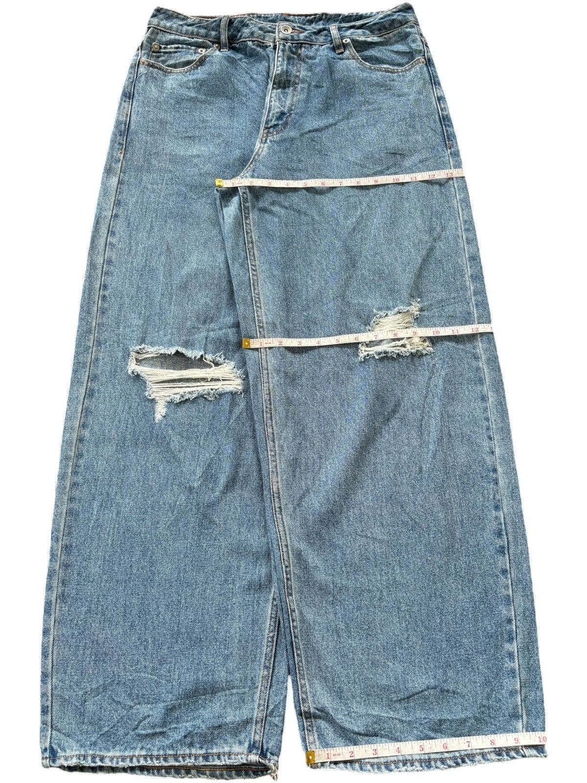 JNCO Vintage Japanese Brand Blue Wash Distressed Baggy Jeans Size 31" - 8 Thumbnail
