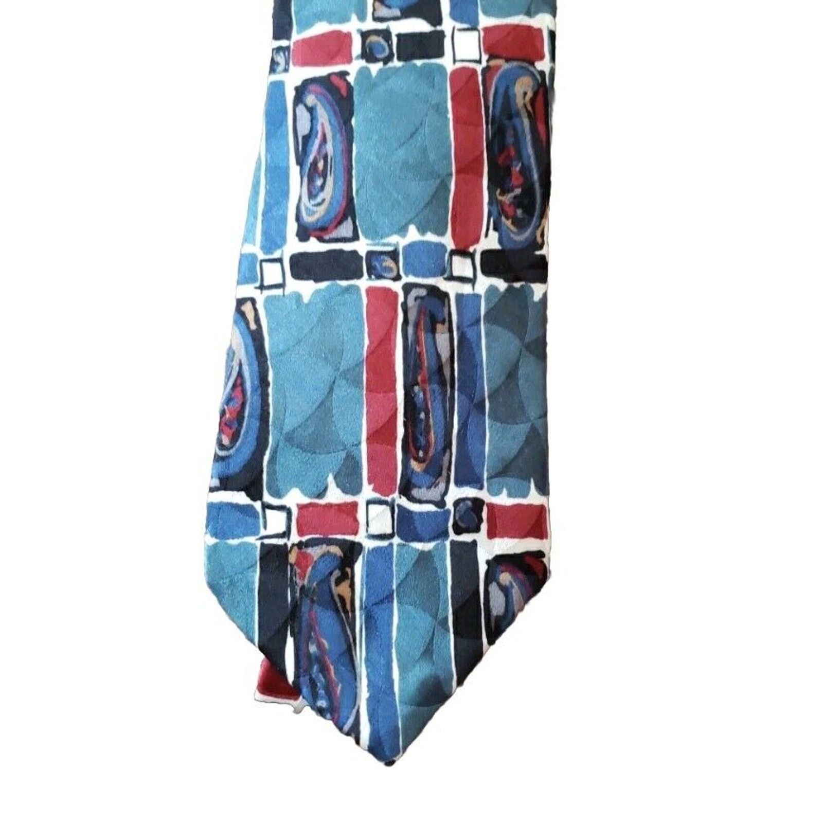 Anne Klein Anne Klein Men's Vintage Tie 58" x 4" Blue/Burgundy/Gray Size ONE SIZE - 2 Thumbnail
