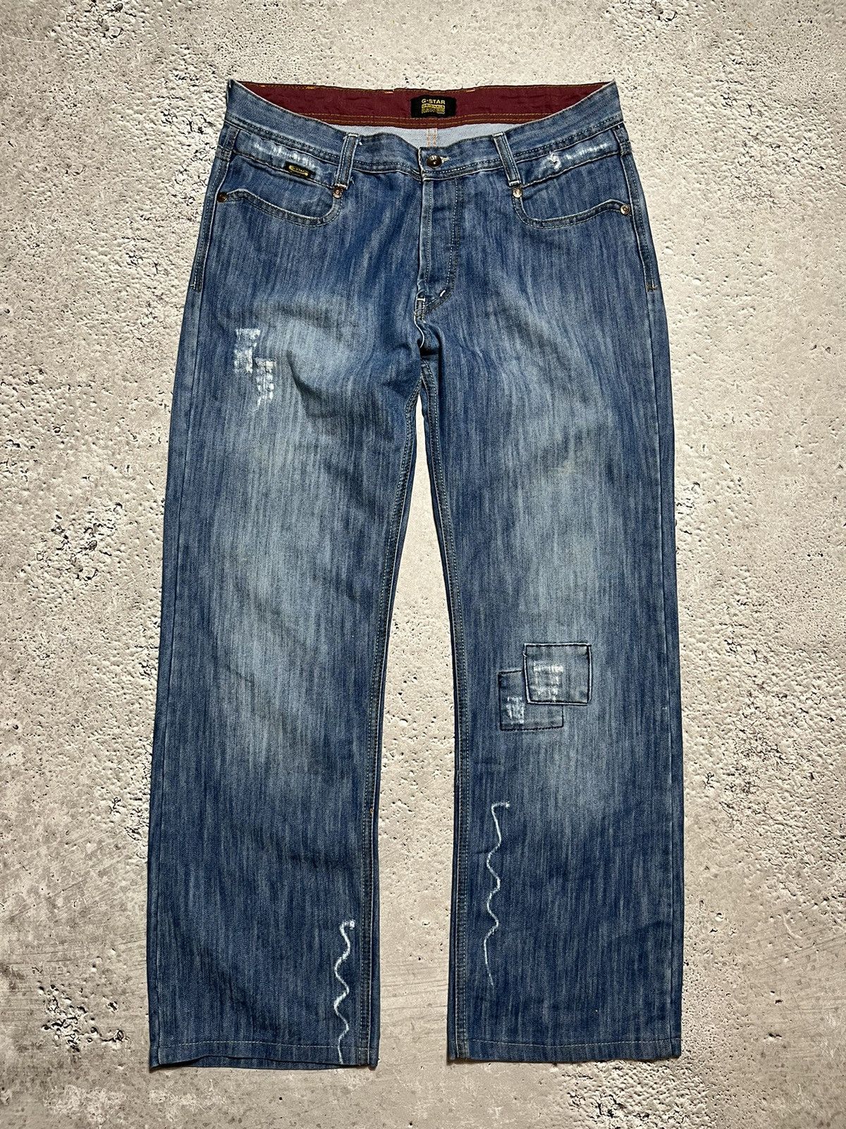 G-Star × Japanese Brand × Vintage Vintage G-Star Raw Denim Patch Baggy Jeans Pants Y2K Size US 36 / EU 52 - 6 Thumbnail