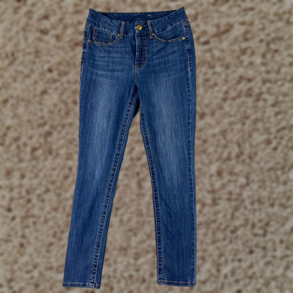 Vintage Seven7 Jeans Women 8 Blue Denim Skinny Mid Rise Stretch - 5-Pocket Comfort Embroidered Logo Size 30" / US 8 / IT 44 - 1 Thumbnail