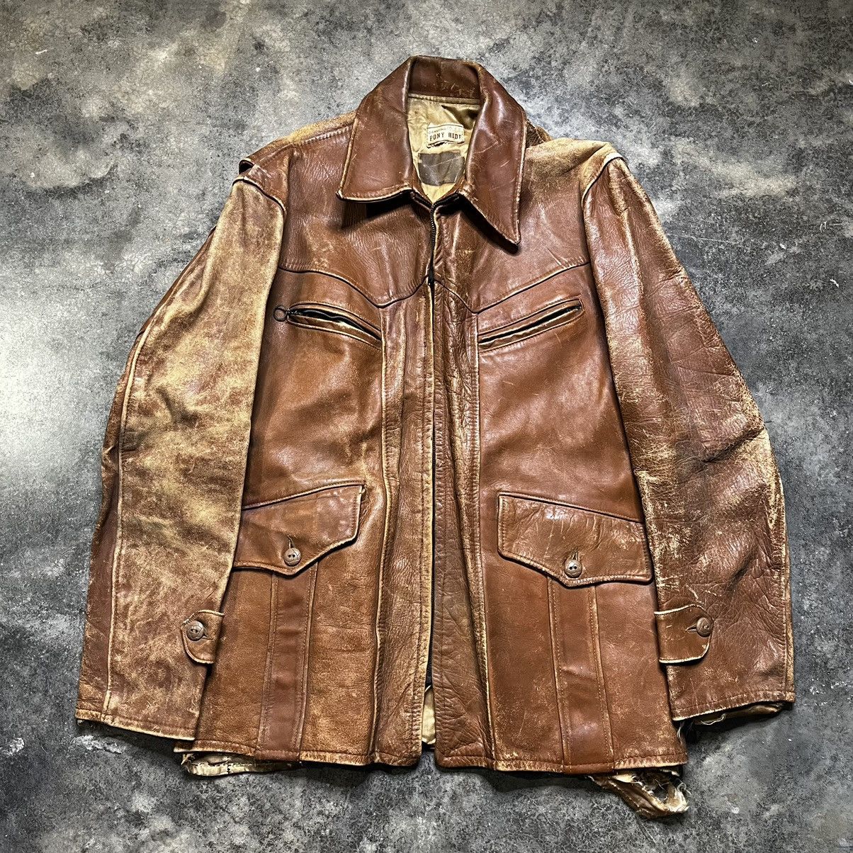 Vintage vintage 50s 60s real pony hide leather jacket Size US L / EU 52-54 / 3 - 1 Thumbnail