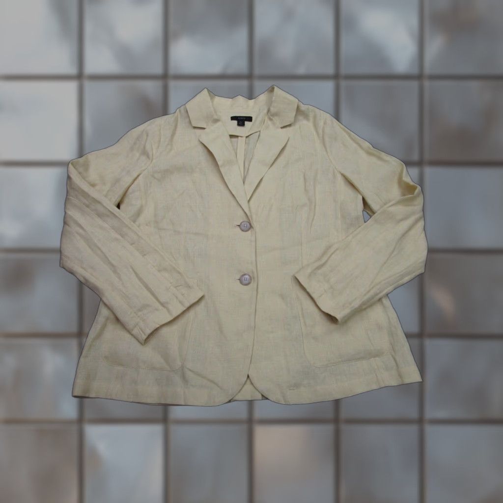 Womens Linen J. Crew Jacket Yellow Blazer Coat Lightweight Extra Large XL