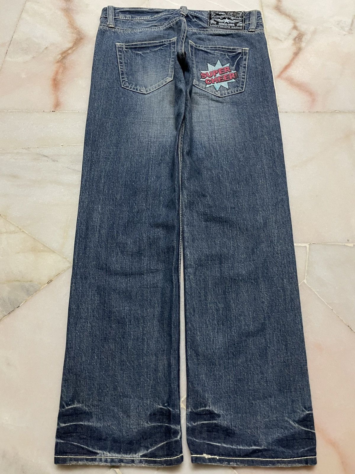 Japanese Brand 💥Sick💥Vintage Co&Lu Mudwash Super Cheere Print Denim Jeans Size US 31 - 13 Thumbnail