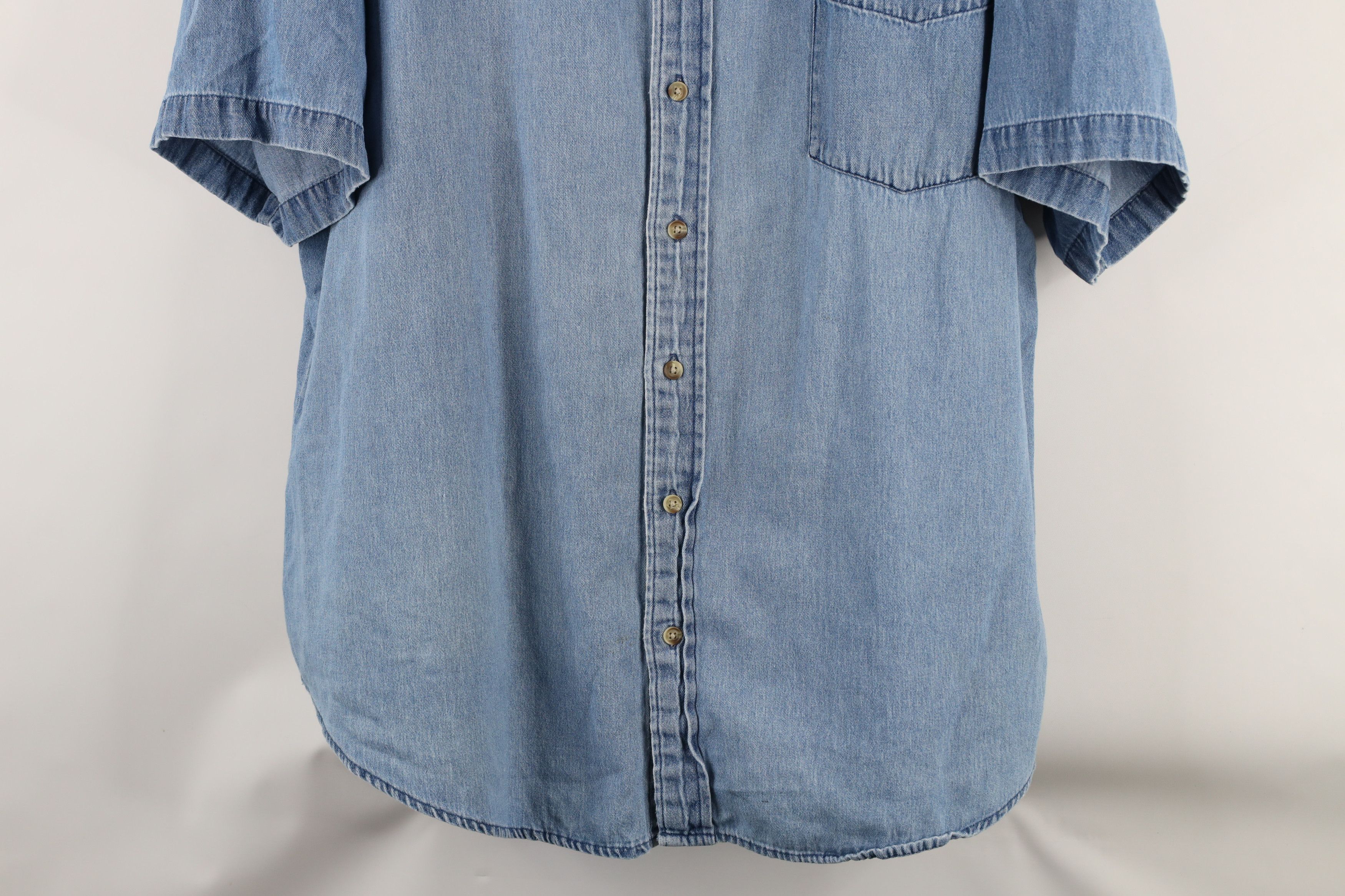 Vintage Vintage 90s Streetwear Short Sleeve Denim Button Down Shirt Size US XXL / EU 58 / 5 - 3 Thumbnail