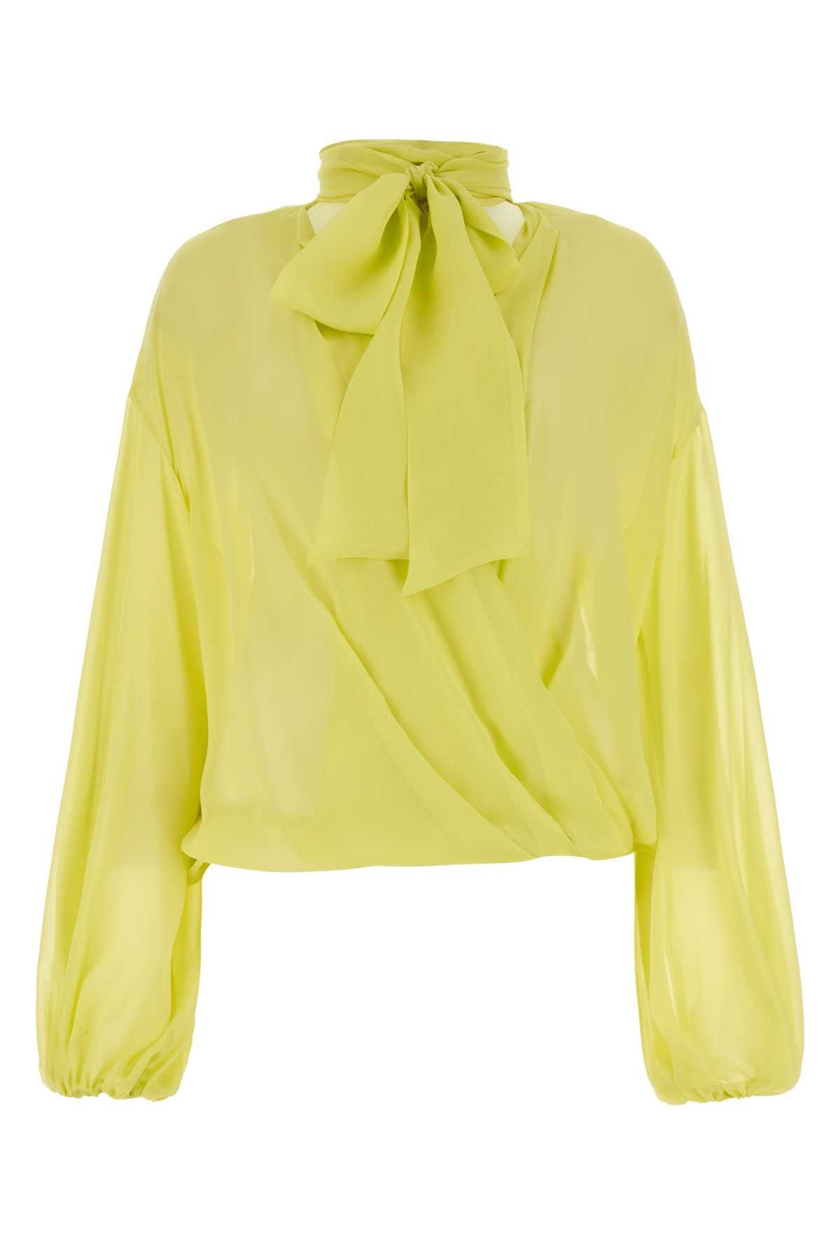 image of Blumarine Yellow Crepe Blouse, Women's (Size Medium)