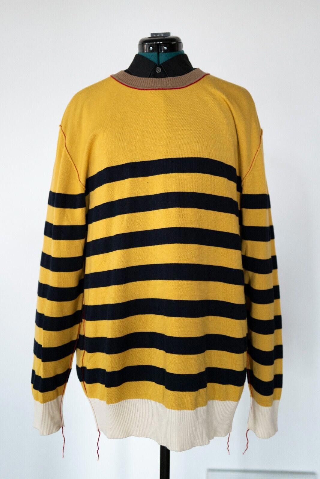 image of Marni Striped Sweater Sz. XL in Yellow, Men's