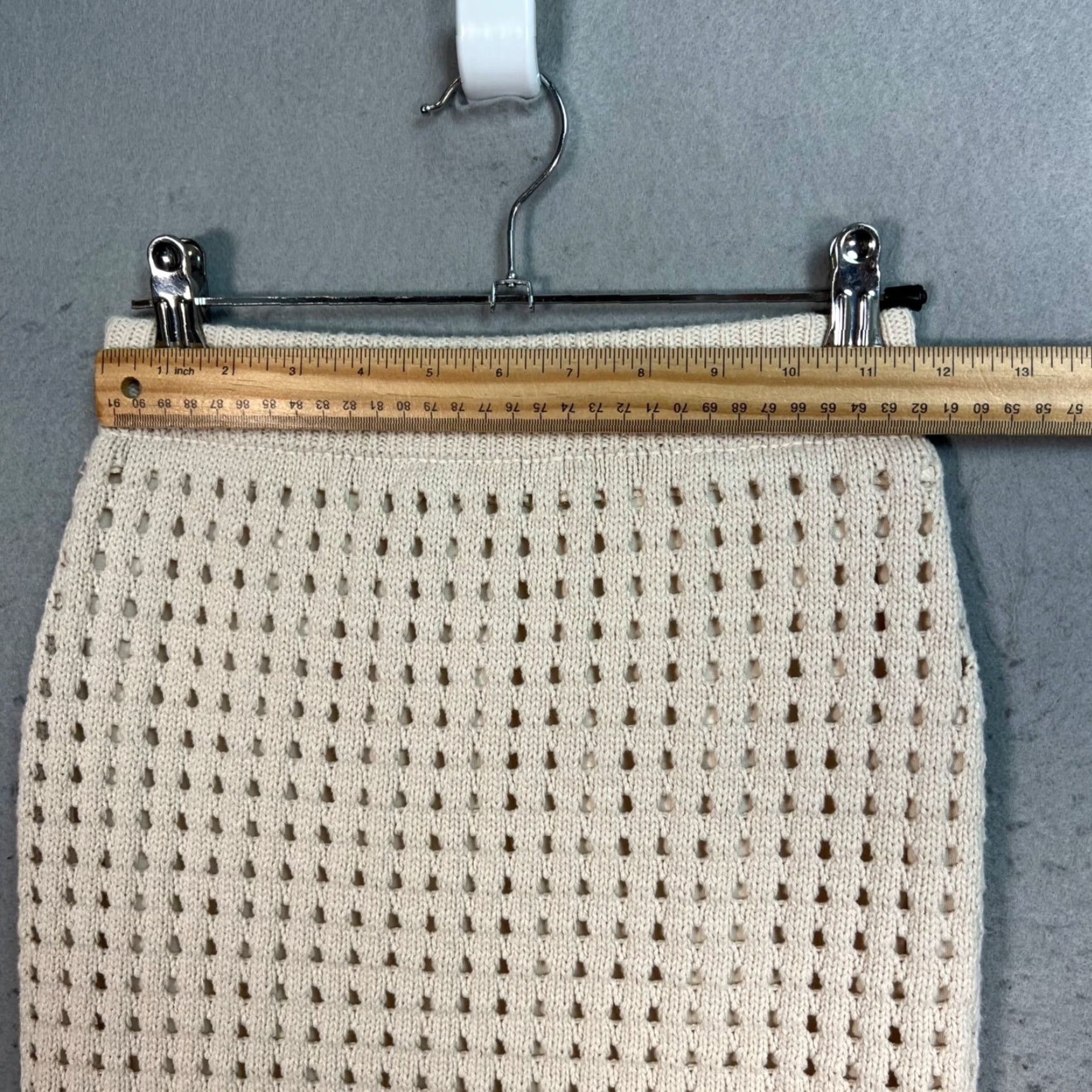 Vintage VINTAGE Willow & Wind Women's Skirt Midi Pencil Ivory Knit Cotton Blend S Elegant 90s - Womens Size S Size 28" / US 6 / IT 42 - 5 Thumbnail