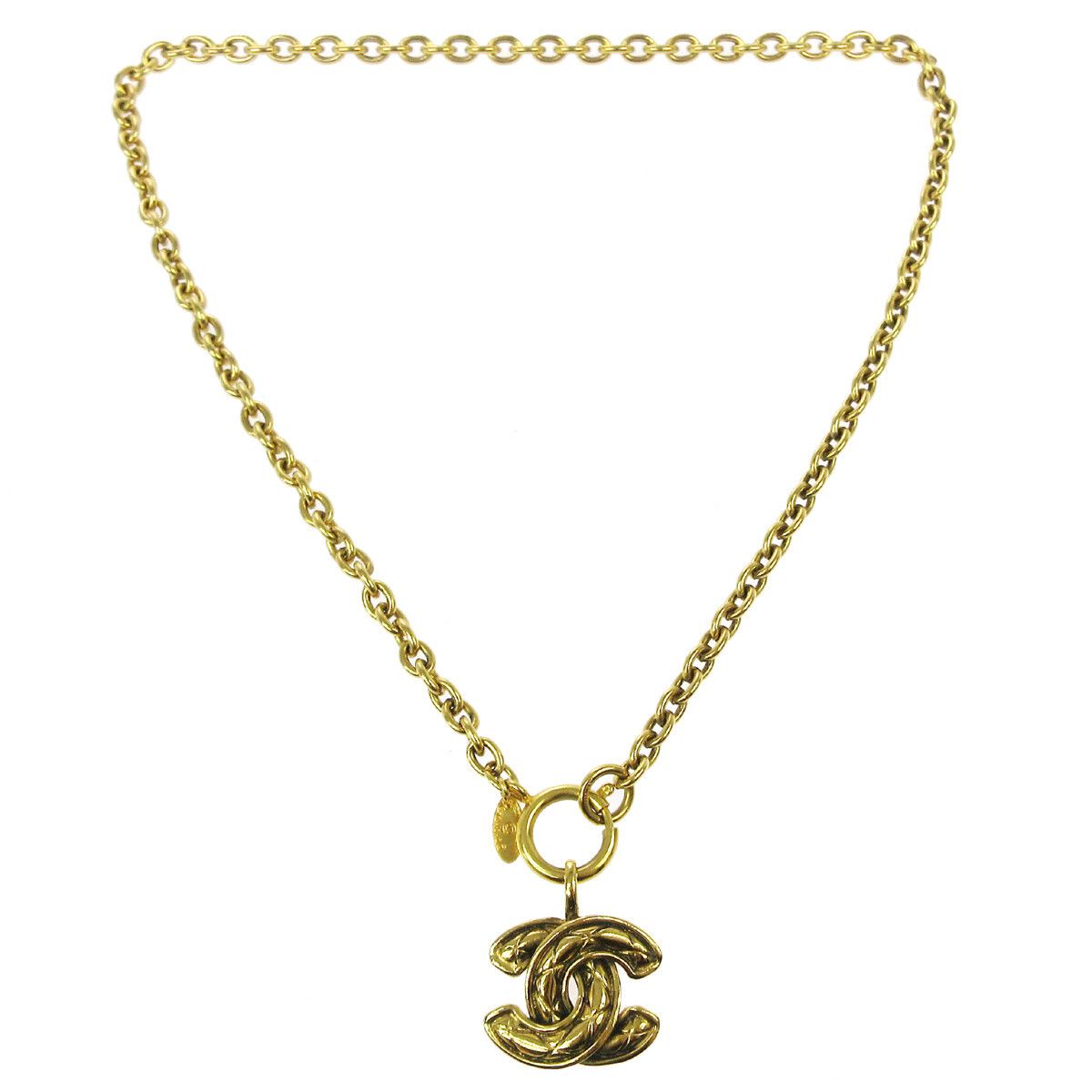 Chanel Chanel Vintage Quilted CC Pendant Necklace Metal Size ONE SIZE - 1 Thumbnail