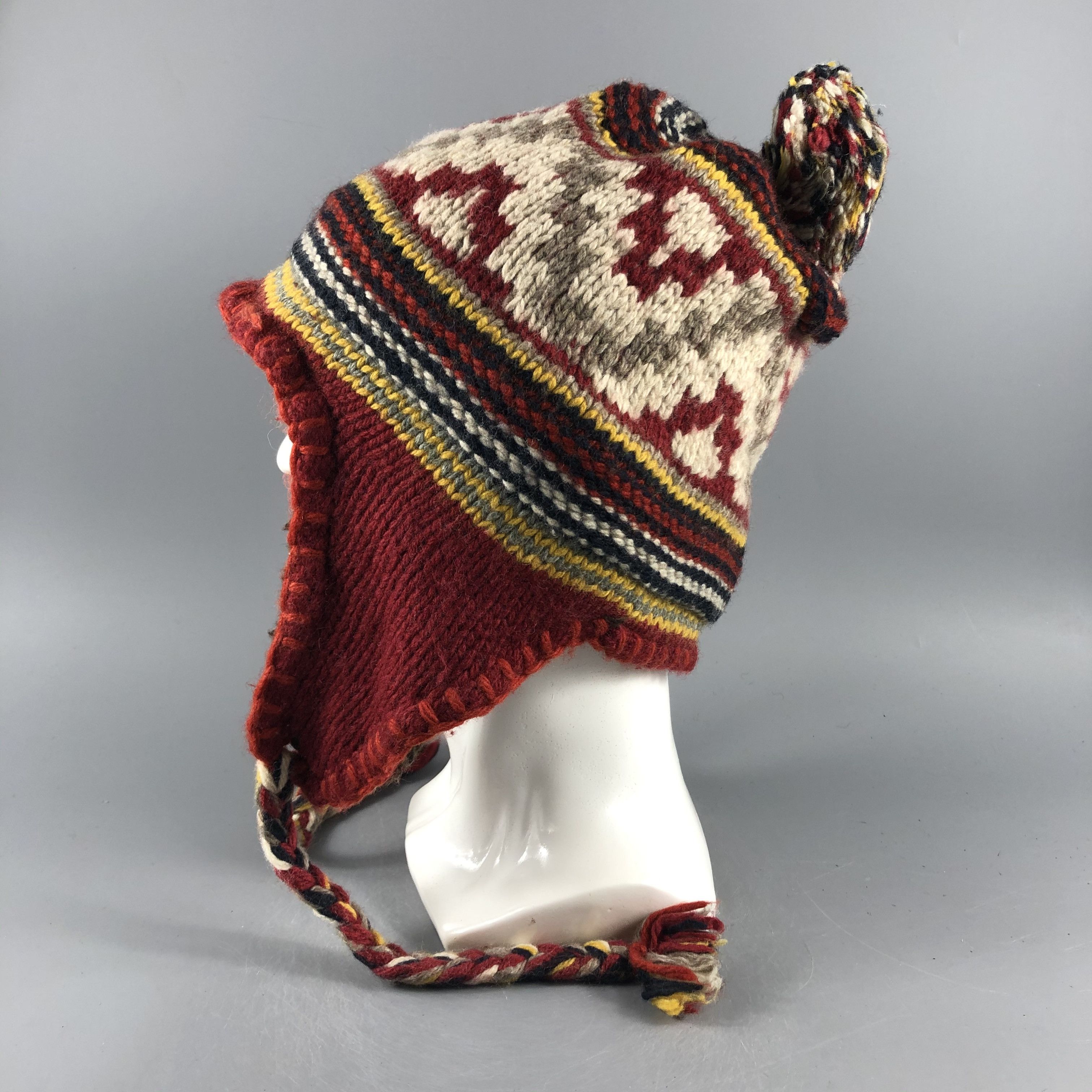 image of Vintage Ear Flap Hat Fair Isle Beanie Snow Hat Snow Cap -D261, Men's
