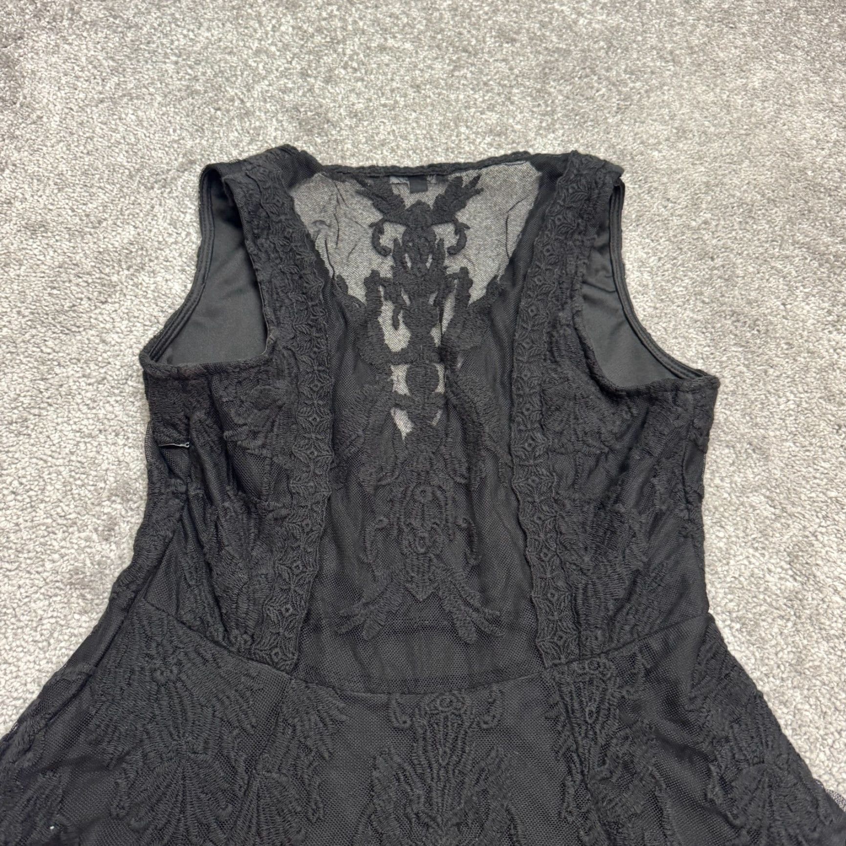 Vintage Wishlist Embroidered Lace Fit & Flare V-Neck Mini Dress Womens Small Black LBD Size S / US 4 / IT 40 - 3 Thumbnail