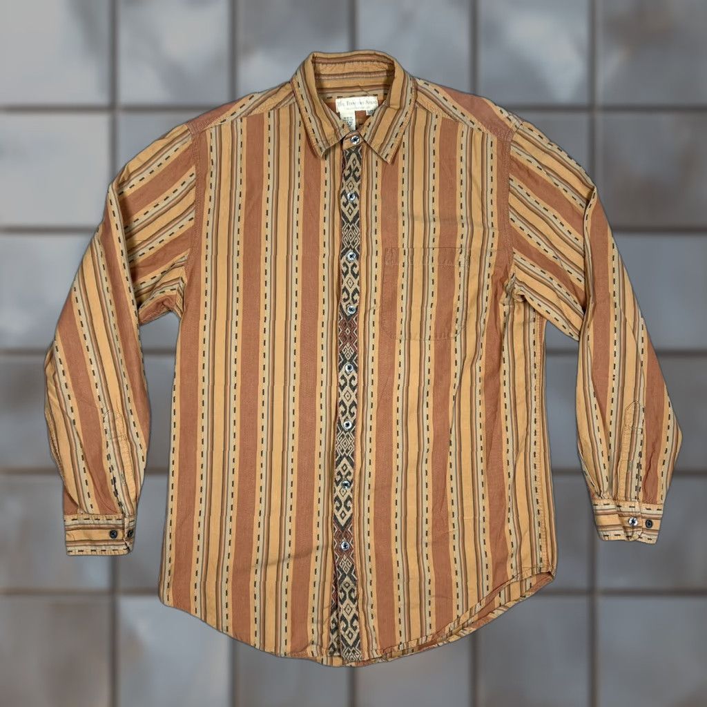 The Territory Ahead VINTAGE Territory Ahead Men’s M Tall Button-Up Shirt Striped Orange Western Aztec Size US M / EU 48-50 / 2 - 1 Thumbnail