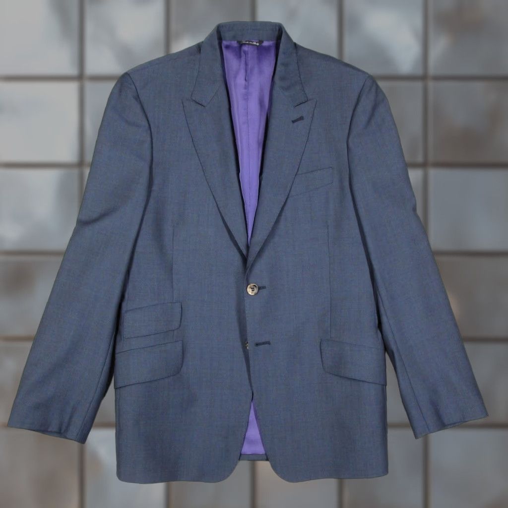 Paul Smith Paul Smith London Blazer Mens 40R Blue Wool Mohair Byard Slim Fit Made Italy Jacket/Coat Single-Breasted 2-Button Notch Lapel Mens Size 40R - 1 Thumbnail