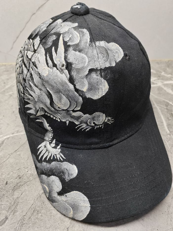Japanese Brand Vintage Dragon Sukajan Paint Cap Hat Size ONE SIZE - 1 Thumbnail