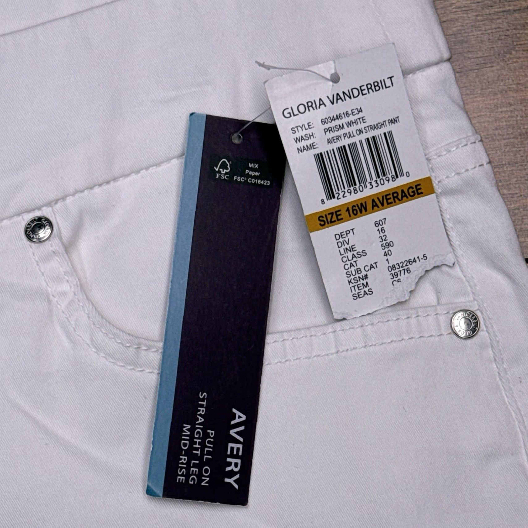 Gloria Vanderbilt Gloria Vanderbilt Pants 16W White Denim Straight Pull On High Rise Chino Stretch Womens Plus Regular Mid Rise 30in Inseam Trousers Size 38" / US 16 / IT 52 - 5 Thumbnail