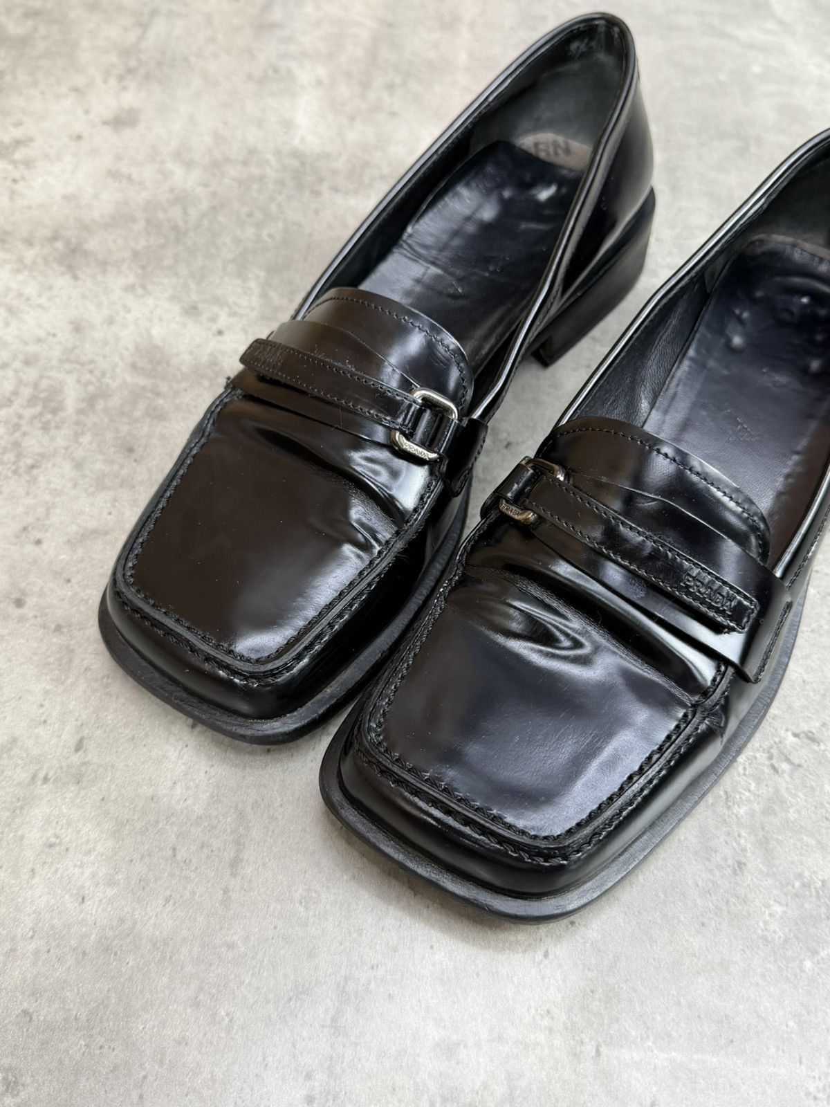 Prada Prada Black Leather Square Toe Loafers Women’s Size 37 Size US 7 / IT 37 - 17 Thumbnail
