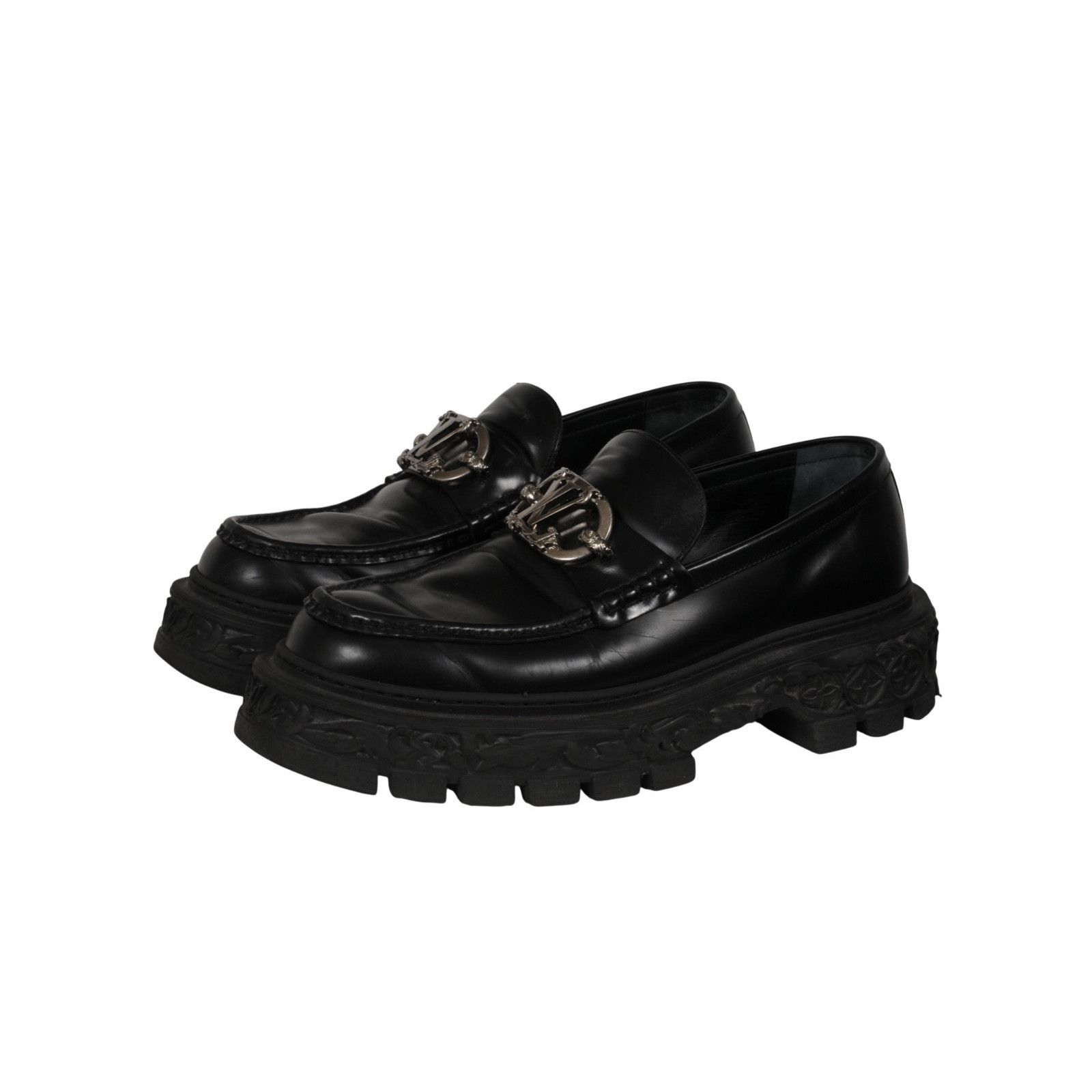 Louis Vuitton Baroque Loafers Black Leather Size US 11 / EU 44 - 7 Thumbnail