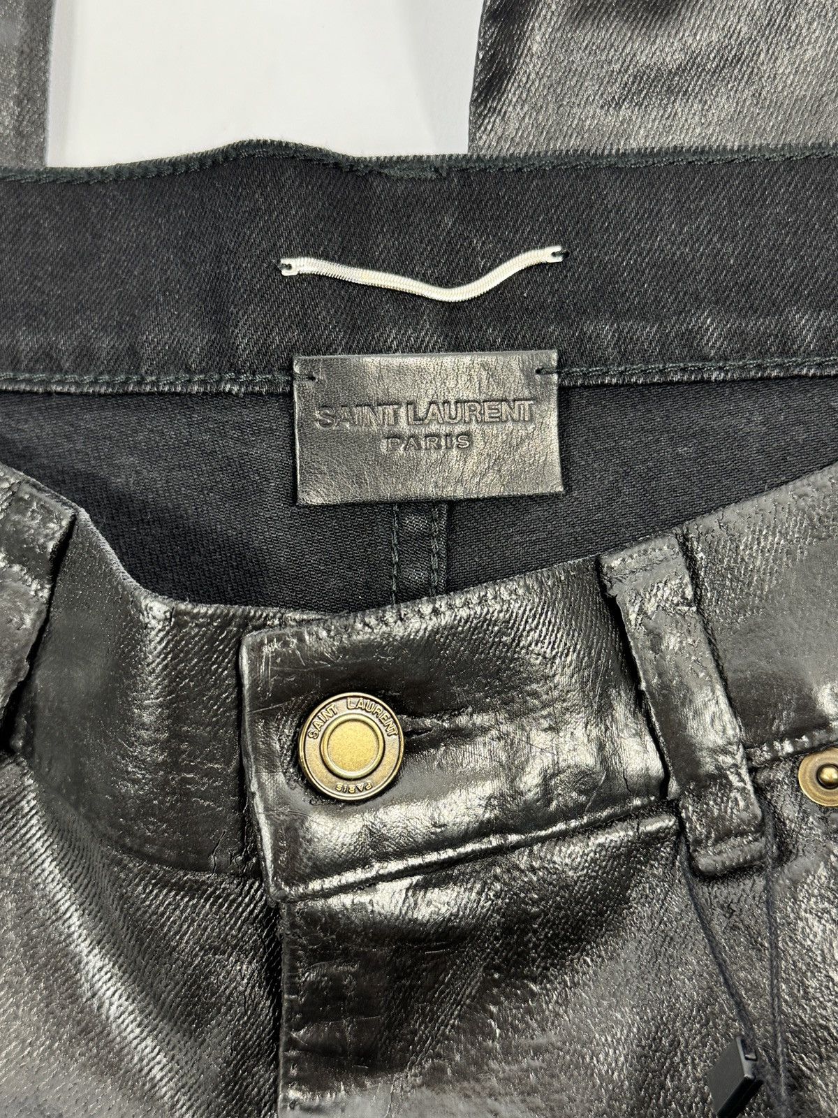 Saint Laurent Paris OIL COATED D24 DENIM JEANS Size US 33 - 4 Thumbnail