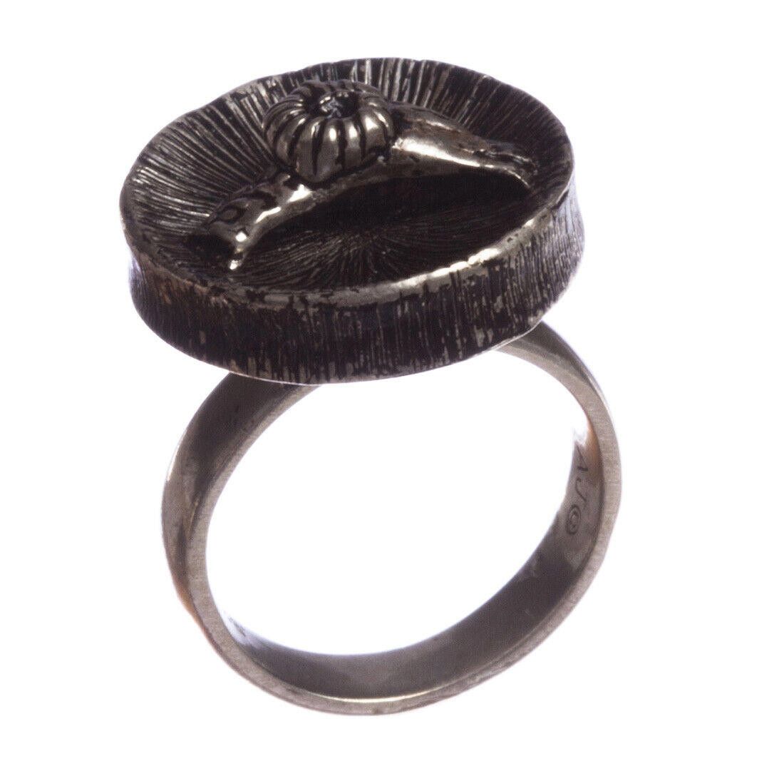 Designer Sterling Silver Ram Head Coin Ring with Antique Finish Size ONE SIZE - 5 Thumbnail
