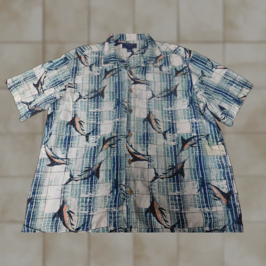Vintage Saddlebred Shirt Button-Up Blue Short Sleeve Collared Knit Cotton Logo Pocket Men L Classic Regular Size US L / EU 52-54 / 3 - 1 Thumbnail