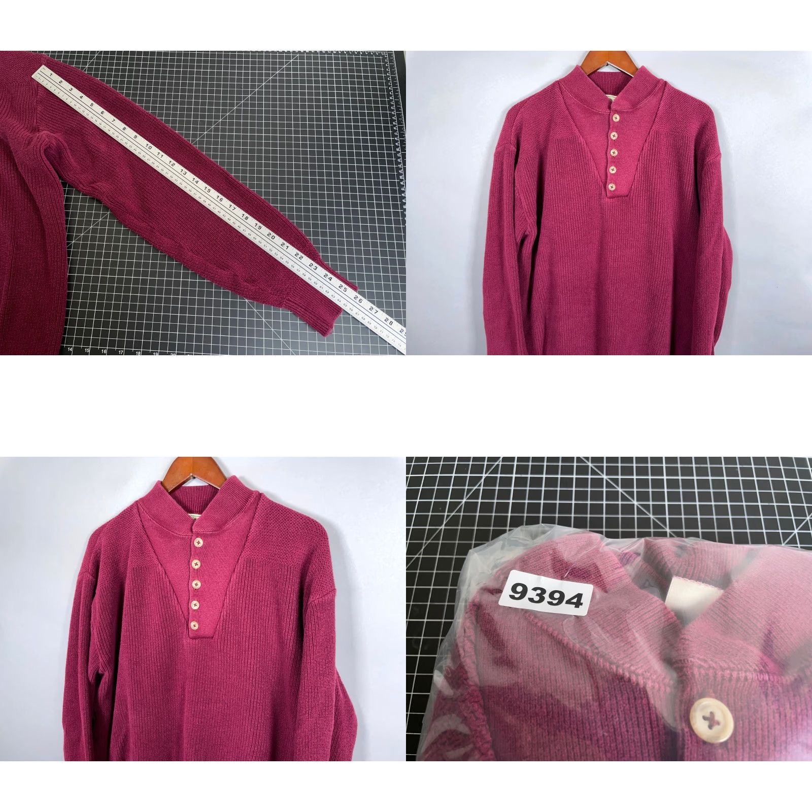Vintage VINTAGE L.L. Bean Henley Sweater Men XL Tall Dark Red Burgundy Cotton 90s Fisherman Crew Neck Knitted Heavyweight Knit Casual Mens Big & Tall Shirt Size US XL / EU 56 / 4 - 8 Thumbnail