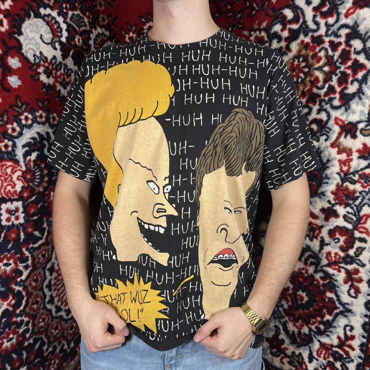 Fruit Of The Loom Vintage Merch Y2K 1993 MTV Beavis And Butthead Print T Shirt Size US XL / EU 56 / 4 - 5 Thumbnail