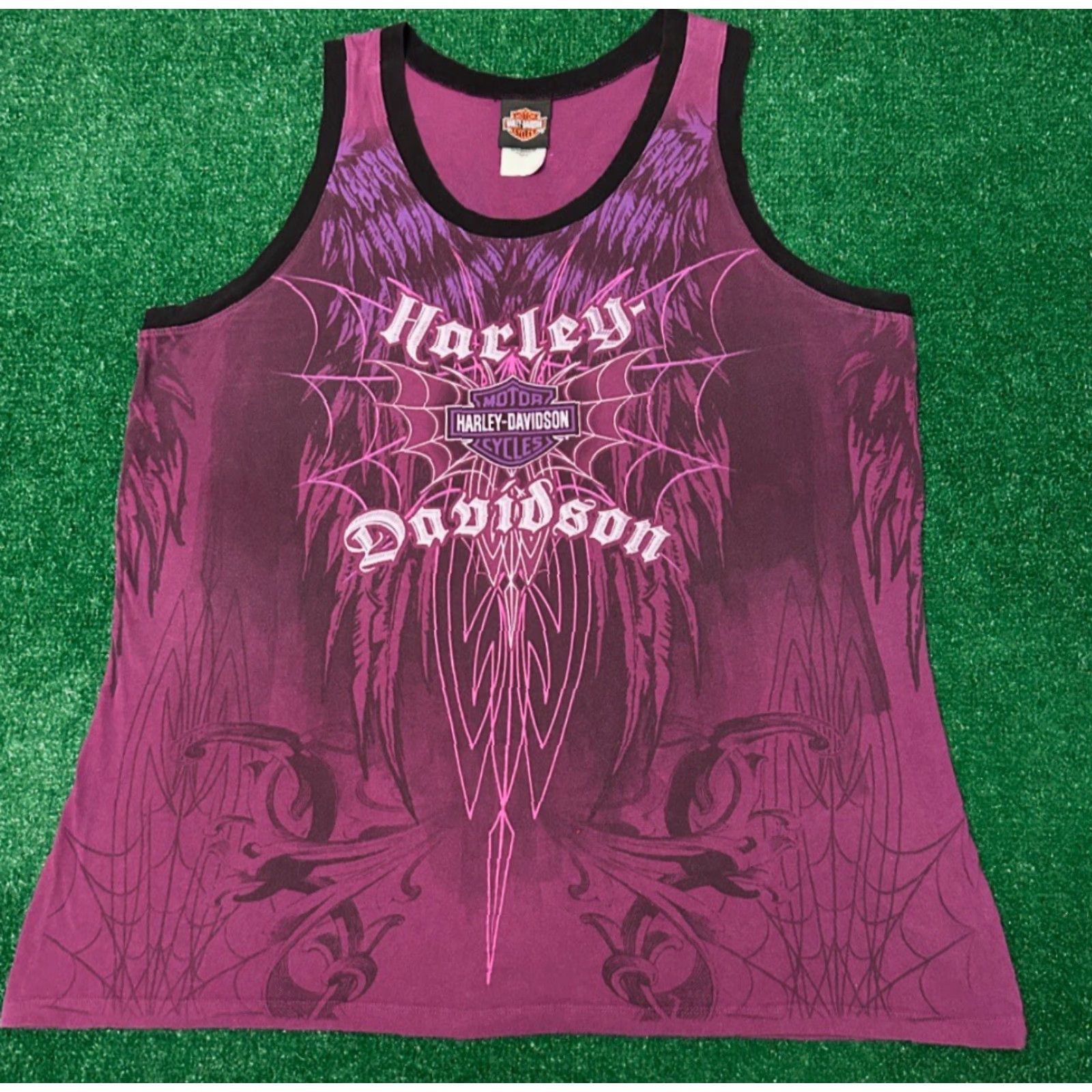 Harley Davidson VINTAGE Harley-Davidson Spiderweb Wings Tank Top Shirt XXL Purple Men T-Shirt 90s Y2K Grunge Biker Tattoo Spider Web Florida Size US XXL / EU 58 / 5 - 5 Thumbnail